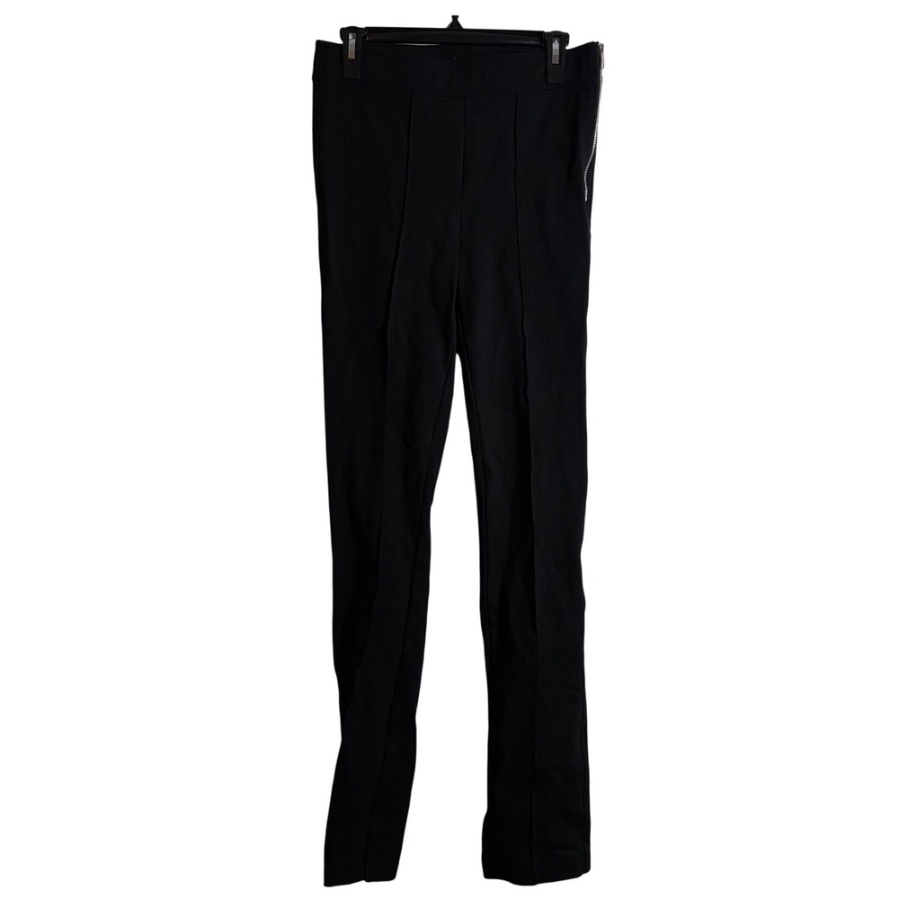 Helmut Lang Black Pintuck Seam Dress Pants Comfort Zip Split Hem Sz 8